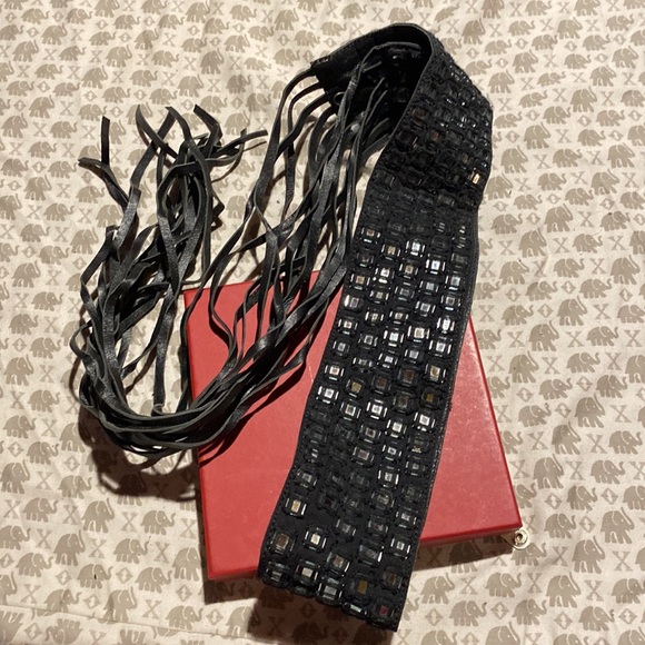 Patrizia Pepe Gorgeous Leather Lining Tassels Sparkling Belt